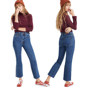 Madewell Rigid Demi-Boot Crop Jeans in MacGill Wash Size 30 Raw Hem.